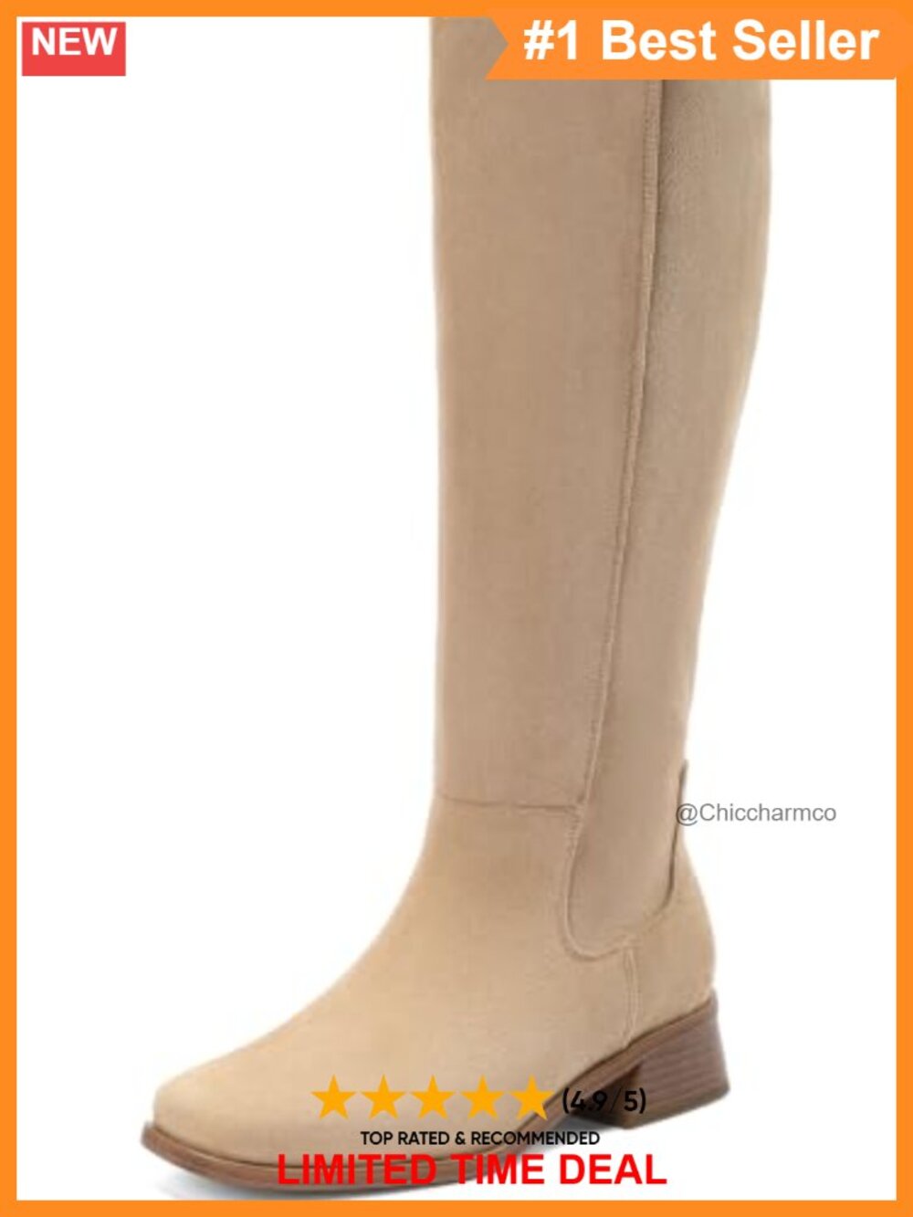 Women's Wide Calf Knee High Boots Square Toe Block Heel Faux Suede